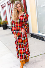 Load image into Gallery viewer, Adorable In Red Plaid Ruffle Detail Fit & Flare Midi Dress