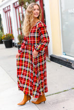 Load image into Gallery viewer, Adorable In Red Plaid Ruffle Detail Fit & Flare Midi Dress