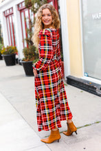 Load image into Gallery viewer, Adorable In Red Plaid Ruffle Detail Fit & Flare Midi Dress