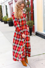 Load image into Gallery viewer, Adorable In Red Plaid Ruffle Detail Fit & Flare Midi Dress