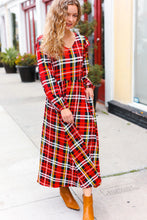 Load image into Gallery viewer, Adorable In Red Plaid Ruffle Detail Fit & Flare Midi Dress