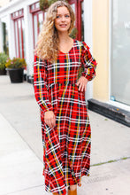 Load image into Gallery viewer, Adorable In Red Plaid Ruffle Detail Fit & Flare Midi Dress