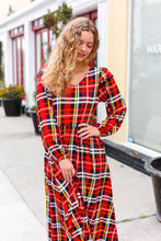 Load image into Gallery viewer, Adorable In Red Plaid Ruffle Detail Fit & Flare Midi Dress