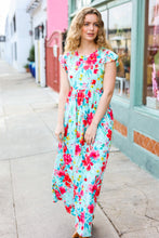 Load image into Gallery viewer, What A Vision Aqua Floral Fit & Flare Maxi Dress