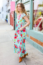 Load image into Gallery viewer, What A Vision Aqua Floral Fit & Flare Maxi Dress