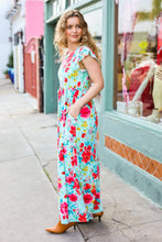 Load image into Gallery viewer, What A Vision Aqua Floral Fit & Flare Maxi Dress