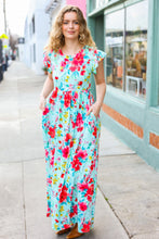 Load image into Gallery viewer, What A Vision Aqua Floral Fit & Flare Maxi Dress