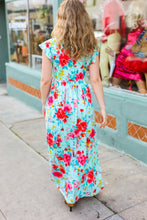 Load image into Gallery viewer, What A Vision Aqua Floral Fit & Flare Maxi Dress