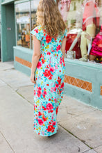 Load image into Gallery viewer, What A Vision Aqua Floral Fit & Flare Maxi Dress