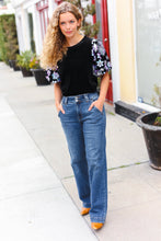 Load image into Gallery viewer, Feeling Glamorous Black Floral Sequin Puff Sleeve Velvet Top