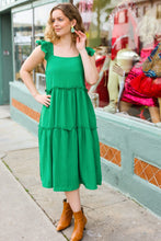 Load image into Gallery viewer, Lots To Love Kelly Green Smocked Flutter Sleeve Tiered Midi Dress