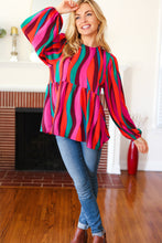 Load image into Gallery viewer, Rust & Berry Abstract Print Babydoll Air Flow Woven Top