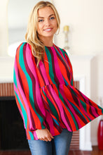 Load image into Gallery viewer, Rust & Berry Abstract Print Babydoll Air Flow Woven Top