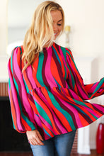 Load image into Gallery viewer, Rust & Berry Abstract Print Babydoll Air Flow Woven Top