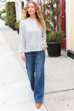 Load image into Gallery viewer, Spread Joy Grey & Ivory Striped Oversized Top