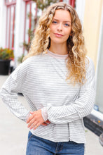 Load image into Gallery viewer, Spread Joy Grey & Ivory Striped Oversized Top