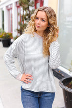 Load image into Gallery viewer, Spread Joy Grey & Ivory Striped Oversized Top