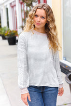 Load image into Gallery viewer, Spread Joy Grey & Ivory Striped Oversized Top