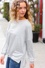Load image into Gallery viewer, Spread Joy Grey & Ivory Striped Oversized Top
