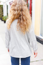 Load image into Gallery viewer, Spread Joy Grey & Ivory Striped Oversized Top