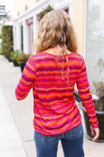 Load image into Gallery viewer, Be Bold Flame & Magenta Striped Cable Knit Print Hacci Top
