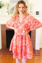 Load image into Gallery viewer, All You Need Peach & Coral Boho Floral V Neck Dress