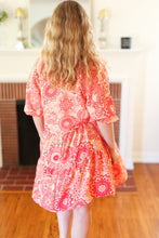 Load image into Gallery viewer, All You Need Peach & Coral Boho Floral V Neck Dress