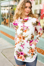 Load image into Gallery viewer, Just My Type Cream Floral Cowl Neck Sweater Top