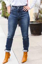 Load image into Gallery viewer, Judy Blue Dark Wash Mid Rise Cuffed Slim Fit Jeans