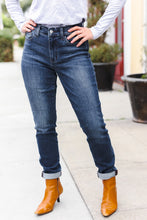 Load image into Gallery viewer, Judy Blue Dark Wash Mid Rise Cuffed Slim Fit Jeans