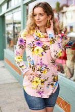 Load image into Gallery viewer, Just My Type Pink Floral Cowl Neck Sweater Top