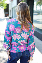 Load image into Gallery viewer, Feeling Femme Teal Floral Brushed Hacci Sweater Top