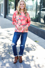 Load image into Gallery viewer, Feeling Femme Red Floral Brushed Hacci Sweater Top
