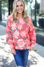 Load image into Gallery viewer, Feeling Femme Red Floral Brushed Hacci Sweater Top