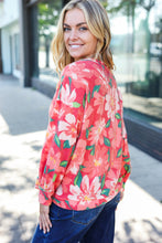Load image into Gallery viewer, Feeling Femme Red Floral Brushed Hacci Sweater Top
