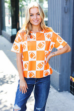 Load image into Gallery viewer, Turn Up The Volume Orange Football Checker Top