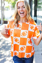 Load image into Gallery viewer, Turn Up The Volume Orange Football Checker Top