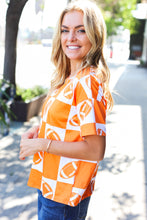 Load image into Gallery viewer, Turn Up The Volume Orange Football Checker Top