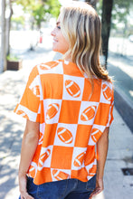 Load image into Gallery viewer, Turn Up The Volume Orange Football Checker Top