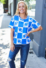 Load image into Gallery viewer, Turn Up The Volume Blue Football Checker Print Top