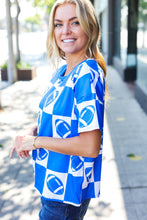 Load image into Gallery viewer, Turn Up The Volume Blue Football Checker Print Top