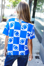 Load image into Gallery viewer, Turn Up The Volume Blue Football Checker Print Top