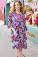 Load image into Gallery viewer, Give Your All Taupe & Lavender Paisley Ruffle Hem Midi Dress