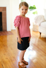 Load image into Gallery viewer, Kids Lovely Rose Ruffle Sleeve Side Slit Top