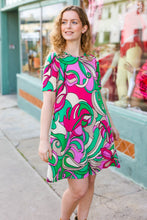 Load image into Gallery viewer, Feeling Bold Fuchsia & Green Abstract Floral Print Dress