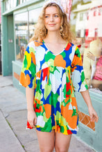 Load image into Gallery viewer, Bright Thoughts Green Floral Print V Neck Babydoll Dress