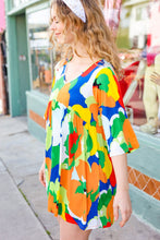 Load image into Gallery viewer, Bright Thoughts Green Floral Print V Neck Babydoll Dress