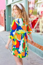 Load image into Gallery viewer, Bright Thoughts Green Floral Print V Neck Babydoll Dress