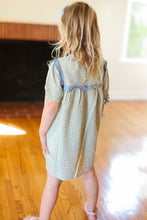 Load image into Gallery viewer, Kids Charming Blue Gingham Elastic Tie Sleeve Dress