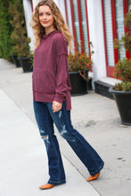 Load image into Gallery viewer, A New Day Burgundy Mineral Wash Rib Knit Hoodie